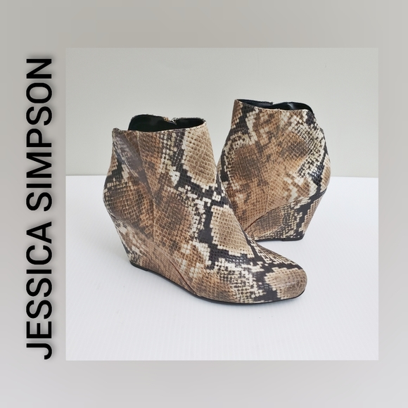 Jessica Simpson Shoes - Jessica Simpson Faux Snakeskin Wedge Boot Sz 7M